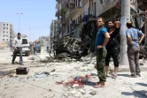 Le quartier de Salhin détruit après un bombardement le 21 juillet 2016 à Alep