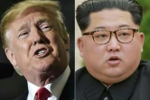 Photomontage réalisé le 10 mai 2018. Portraits du président américain  Donald Trump et nord-coréen Kim Jung-Un
