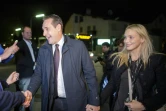 Le dirigeant du Parti de la liberté d'Autriche (FPÖ) Heinz-Christian Strache et sa femme Philippa arrivent à un débat télévisé à Vienne le 10 octobre 2017