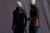 Lionel Messi et Luis Suarez durant une séance d'entraînement le 22 décembre 2017 près de Barcelone