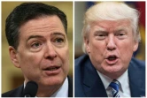 L'ex-patron de la police fédérale, James Comey, photographié ici à Washington le 20 mars 2017; et le président Donald Trump photographié à Washington le 6 juin 2017. L'antagonisme entre les deux hommes s'est encore davantage radicalisé cette semaine.