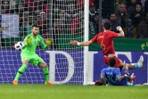 Le gardien portugais Anthony Lopes concède un but à Memphis Depay pour la première réalisation des Pays-Bas à Genève, le 26 mars 2018