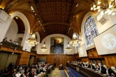 Audience devant la Cour internationale de Justice (CIJ) dans le cadre d'une affaire déposée par le Nicaragua contre l'Allemagne exigeant que les juges imposent des mesures d'urgence pour empêcher Berlin de fournir à Israël des armes et d'autres aides, le 8avril 2024 à La Haye