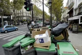 Des poubelles qui débordent dans une rue à Paris, le 8 octobre 2015