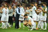 L'équipe d'Angleterre déçue à l'issue de sa défaite en demi-finales face à la Croatie, à Moscou, le 11 juillet 2018 