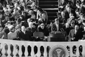 Le président John Kennedy lors de son discours inaugural le 20 janvier 1961 à Washington