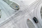 Une route glacée à Saint-Pierre-de-Plesguen (Ille-et-Villaine) le 9 janvier 2024