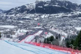 Vue de la ligne d'arrivée de la prestigieuse piste de Kitzbühel, avant les épreuves de Coupe du monde, le 25 janvier 2020