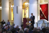 Le ministre britannique des Finances Philip Hammond s'adresse aux banquiers et financiers de la City, le 20 juin 2017 à Mansion House, à Londres