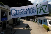 Une banderole portant l'inscription "Nous voulons la paix" dans une rue de la municipalité de Teorama, dans la région de Catatumbo, département de Norte de Santander, en Colombie, le 23 janvier 2025