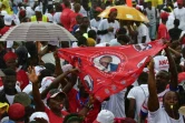 Des partisans du candidat à la présidentielle Alexander Cummings lors d'un rassemblement à Monrovia, le 7 octobre 2017 au Liberia