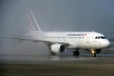 Un Airbus A319 d'Air France à l'atterrissage le 18 mars 2015 à l'aéroport Roissy Charles de Gaulle 