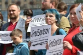 Manifestation à Kiev en Ukraine pour la libération du cinéaste Oleg Sentsov, le 1er juillet 2018