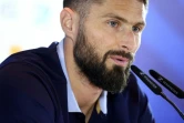 L'attaquant de l'équipe de France de football Olivier Giroud, a appelé les électeurs à voter lors des législatives des 30 juin et 7 juillet, lors d'une conférence de presse à Paderborn (Allemagne), le 14 juin 2024