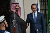 Le Premier ministre grec Kyriakos Mitsotakis et le prince héritier saoudien Mohammed ben Salmane à Athènes le 26 juillet 2022
