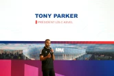 L'ex-joueur français de basket-ball Tony Parker lors de la présentation de la LDLC Arena à Décines Charpieu, près de Lyon, le 6 septembre 2022
