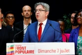 Le leader LFI Jean-Luc Mélenchon s'exprime après les premières estimations du second tour des élections législatives, le 7 juillet 2024 à Paris 