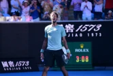 Le Français Gaël Monfils célèbre sa victoire sur l'Américain Taylor Fritz au 3e tour de l'Open d'Australie, à Melbourne, le 18 janvier 2025