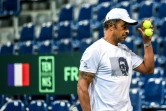  Le capitaine de l'équipe de France de Coupe Davis Yannick Noah lors d'une séance d'entraînement, le 13 septembre 2018 à Lille