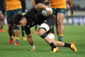 Le troisième ligne des All Blacks Ardie Savea  lors du match de Rugby Championship contre l'Australie à l'Eden Park d'Auckland, le 14 août 2021
