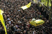 Des combattants et soutiens du Hezbollah assistent aux funérailles de Wissam Tawil, haut responsable militaire du mouvement, le 9 janvier 2024 à Kherbet Selm (Liban)