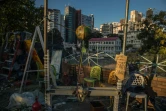 Un arsenal de défense dans le campus de l'Université Polytechnique de Hong Kong, le 22 novembre 2019