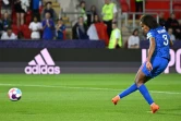 La capitaine et défenseure de l'équipe de France Wendie Renard voit son penalty détourné par la gardienne belge, lors de leur match de l'Euro, le 14 juillet 2022 au New York Stadium à Rotherham (Angleterre)