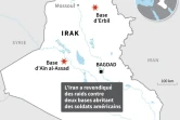 Carte de localisation des bases d'Aïn al-Assad et Erbil en Irak