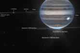 Une image annotée publiée par la Nasa de Jupiter et tirée des observation du télescope spatial James Webb