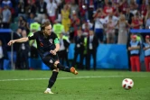 Le milieu de terrain croate Luka Modric buteur lors de la qualification de la Croatie en demi finale du Mondial le 7 juillet 2018