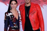 Le gardien du PSG Alphonse Areola (à droite) pose avec son épouse Marion lors de la soirée anniversaire de Neymar, le 4 février 2019 à Paris