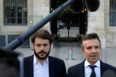 Les avocats d'Eric Dupond-Moretti Christophe Ingrain (d) et Rémi Lorrain devant le ministère de la Justice à Paris le 1er juillet 2021