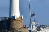 La navigatrice franco-allemande Isabelle Joschke quitte les Sables d'Olonne, port de départ du Vendée Globe, le 8 novembre dans l'ouest de la France