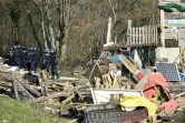 Des gendarmes lors de l'évacuation des opposants au projet d'enfouissement des déchets nucléaires, la commune de Bure, dans la Meuse,  le 22 février 2018