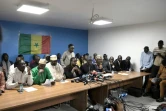 Un collectif de groupes de la société civile lors d'une conférence de presse,  le 8 février 2024 à Dakar, au Sénégal