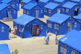 Un camp pour personnes déplacées par les inondations, le 5 septembre 2022 à Hyderabad, dans la province du Sind, au Pakistan