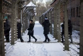 Des visiteurs du musée de l'ancien camp nazi d'Auschwitz-Birkenau, le 14 janvier 2025 dans la ville polonaise d'Oswiecim