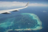 Vue aérienne d'un atoll de la plus grande réserve naturelle du monde, Papahanaumokuakea, dans l'océan Pacifique, le 1er septembre 2016 