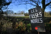 Une pancarte indique l'entrée du lieu-dit "Les Fosses Noires" dans la Zad de Notre-Dame-des-Landres, le 19 janvier 2018 près de Nantes