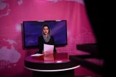 La présentatrice afghane Diba Akbari lors du JT de la chaîne Zan TV, le 18 février 2019 à Kaboul