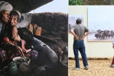 Des visiteurs regardent les clichés de la photographe française Véronique de Viguerie le 3 juin 2022 à La Gacilly (Morbihan) dans le cadre de la 19e édition du festival photo en plein air de la commune