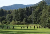 Des gendarmes lors des opérations de recherche de Lina, une adolescente disparue en septembre 2023 dans la région de Saint-Blaise-la-Roche (Bas-Rhin, est de la France), le 30 juillet 2024
