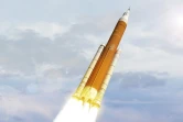 Image de synthèse, le 7 février 2018, de la future fusée de la Nasa SLS, qui doit ramener les astronautes américains sur la Lune