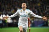 L'ailier gallois du Real Madrid Gareth Bale après son but sur un retourné en finale de la Ligue des champions face à Liverpool, le 26 mai 2018 à Kiev