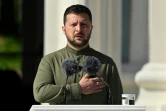 Le président ukrainien Volodymyr Zelensky lors des cérémonies marquant le jour de la fête de l'Indépendance de l'Ukraine, le 24 août 2023 à Kiev 
