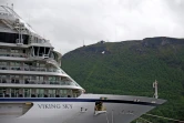 Photo datant du 28 juin 2018 du navire de croisière Viking Sky, victime d'une panne moteur dans des eaux dangereuses au large de la Norvège