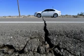 Une route endommagée après le premier séisme, le 4 juillet 2019 à Ridgecrest, en Californie