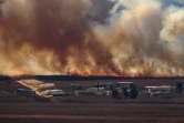 Incendie dans la ville de Marjayoun dans le sud du Liban, touchée par des bombardements israéliens, le 16 août 2024