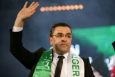 Youcef Aouchiche, leader du Front des forces socialistes (FFS) et candidat à la présidentielle, lors d'un meeting de campagne à Alger, le 3 septembre 2024