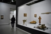 Une des salles au centre Georges Pompidou dédiée à l'exposition de l'artiste Christo, le 15 juin 2020